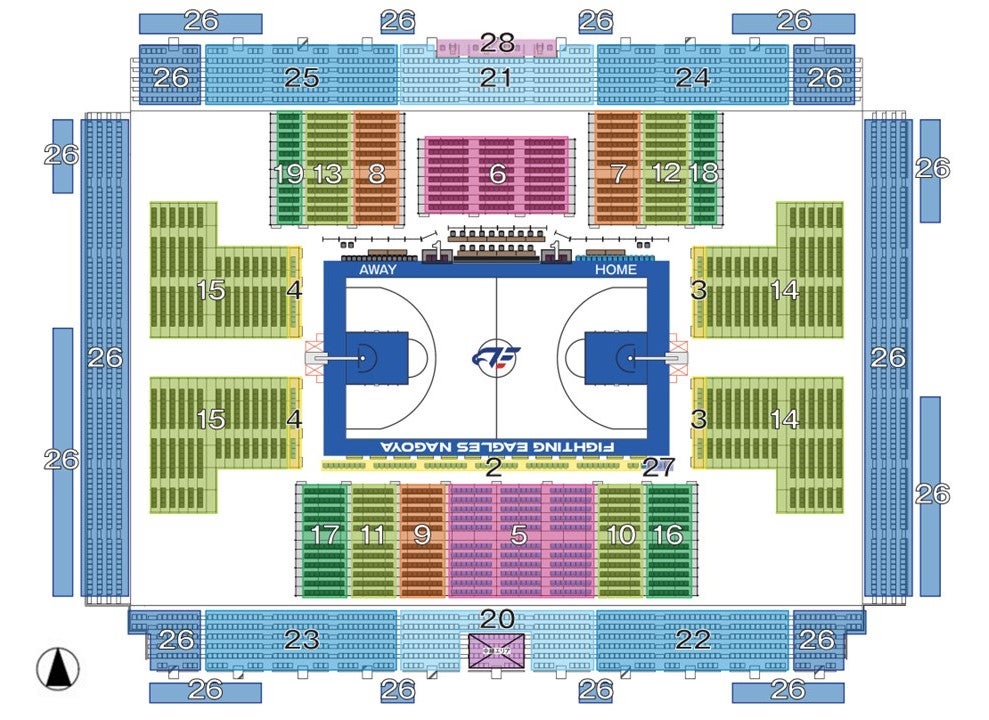 202324シーズン レギュラーシーズン 一宮市総合体育館座席図についてのご案内 ファイティングイーグルス名古屋